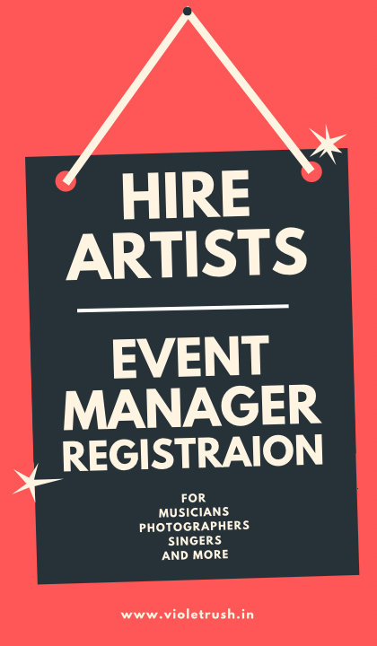 Event Manager Registration. Book Musicians, Singers, Band, Photographers and More for Live Performances and Events